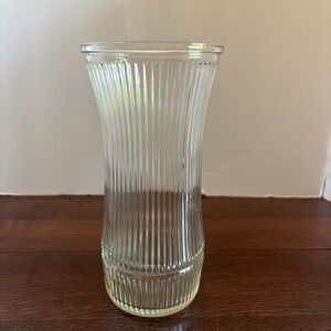 Vintage Hoosier Glass Vase Clear Ribbed 8 1/2" Tall